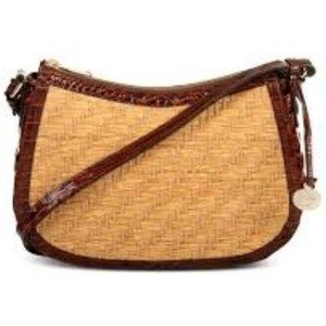 Brahmin Shayna Croc Embossed Leather Crossbody Bag in Pecan
